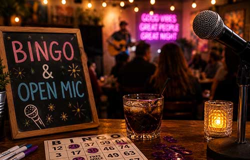 Bingo and open mic night